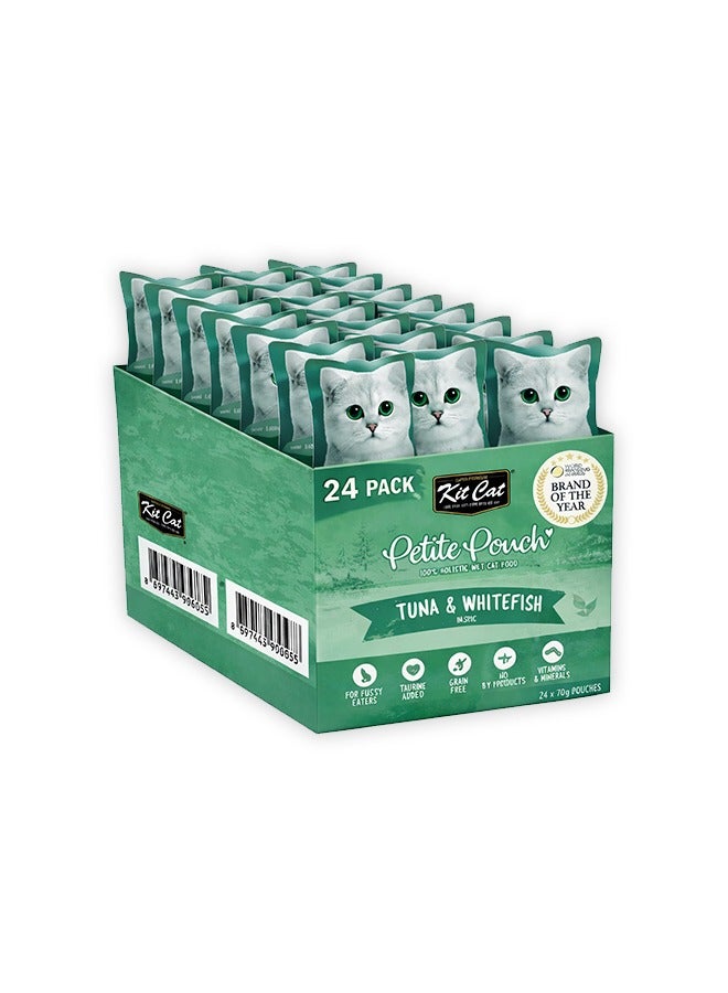 كيت كات طعام القطط الرطب بالتونة والسمك الأبيض - 70 غرام (عبوة من 24 كيسًا) - Image 1